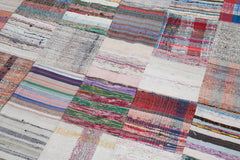 Kırk Yama Gri Patchwork Pamuk Yün El Dokuma Halısı 210x299 Agacan
