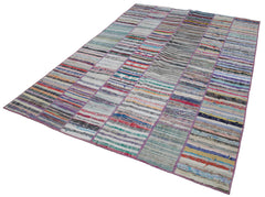 Kırk Yama Gri Patchwork Pamuk Yün El Dokuma Halısı 203x292 Agacan