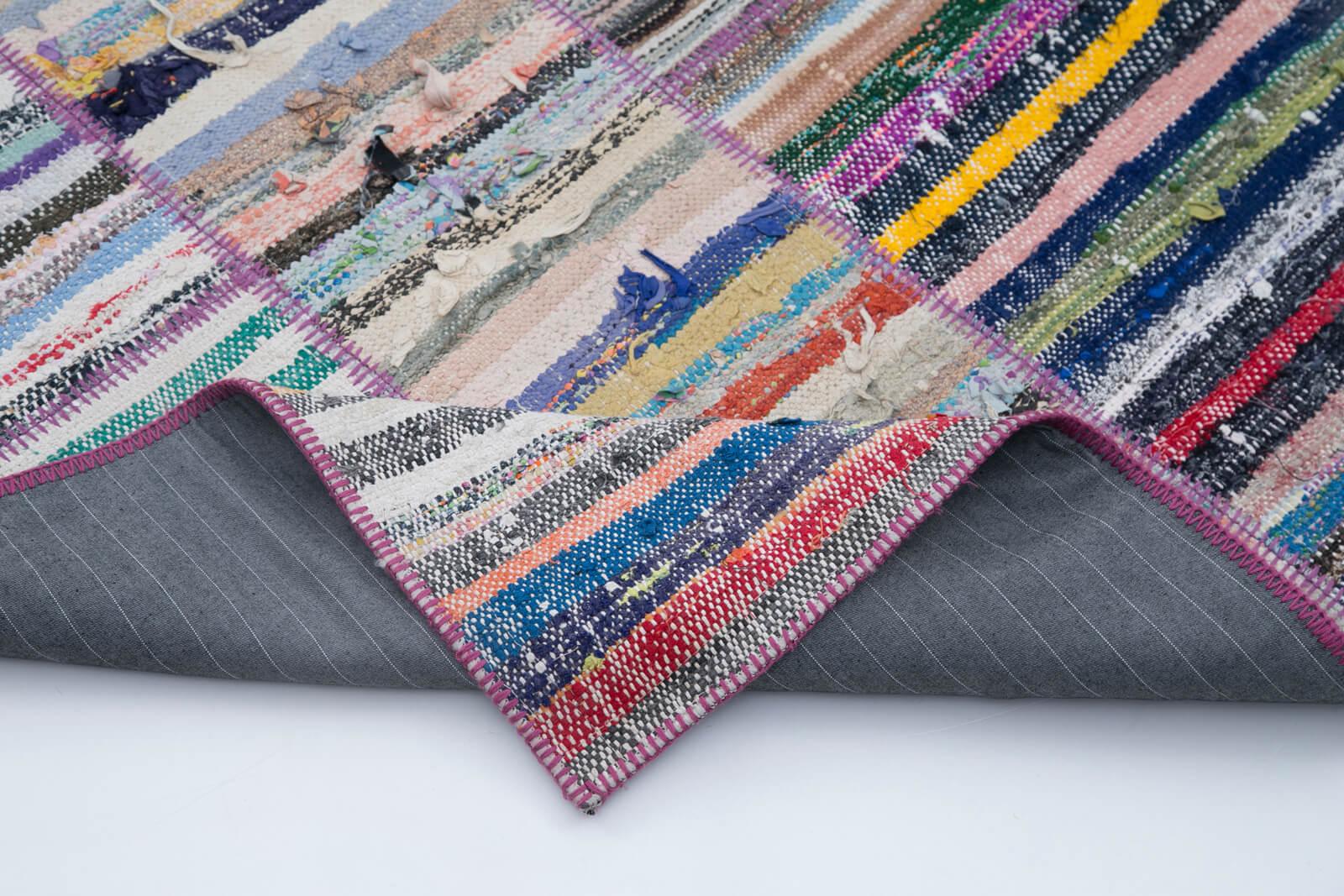 Kırk Yama Gri Patchwork Pamuk Yün El Dokuma Halısı 203x292 Agacan