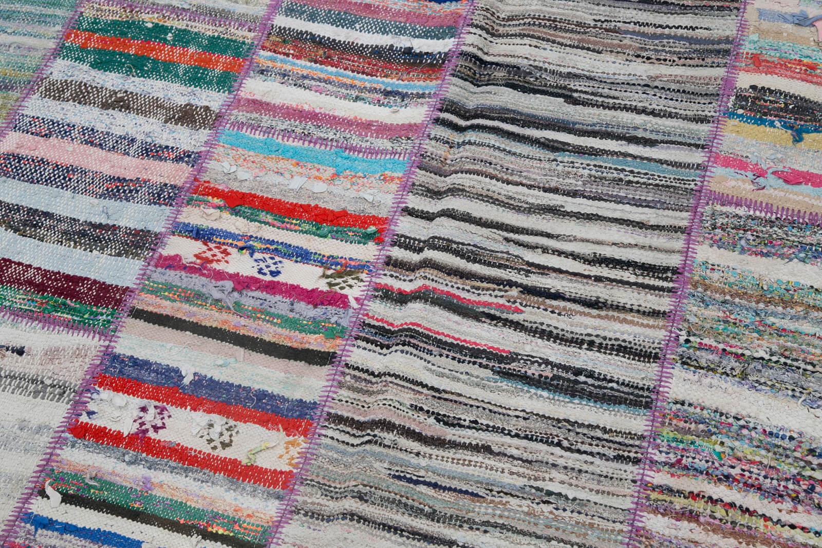 Kırk Yama Gri Patchwork Pamuk Yün El Dokuma Halısı 203x292 Agacan