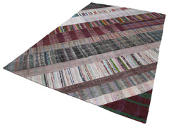 Kırk Yama Gri Patchwork Pamuk Yün El Dokuma Halısı 200x305 Agacan