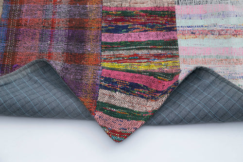 Kırk Yama Gri Patchwork Pamuk Yün El Dokuma Halısı 200x305 Agacan