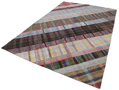 Kırk Yama Gri Patchwork Pamuk Yün El Dokuma Halısı 199x305 Agacan