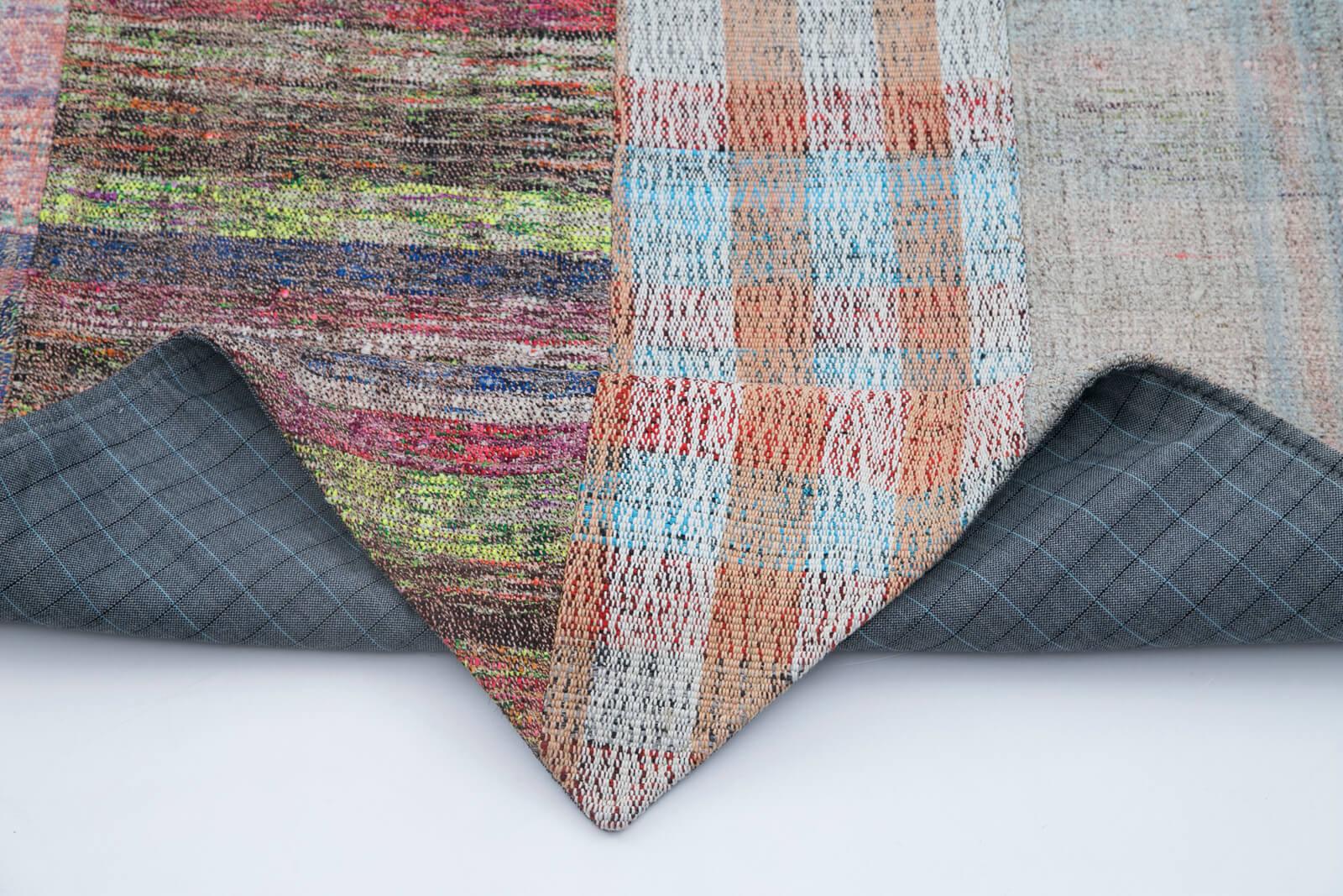 Kırk Yama Gri Patchwork Pamuk Yün El Dokuma Halısı 199x305 Agacan