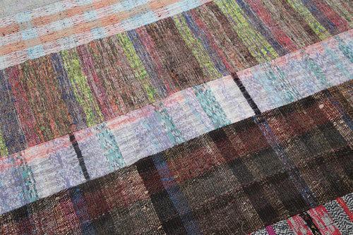 Kırk Yama Gri Patchwork Pamuk Yün El Dokuma Halısı 199x305 Agacan