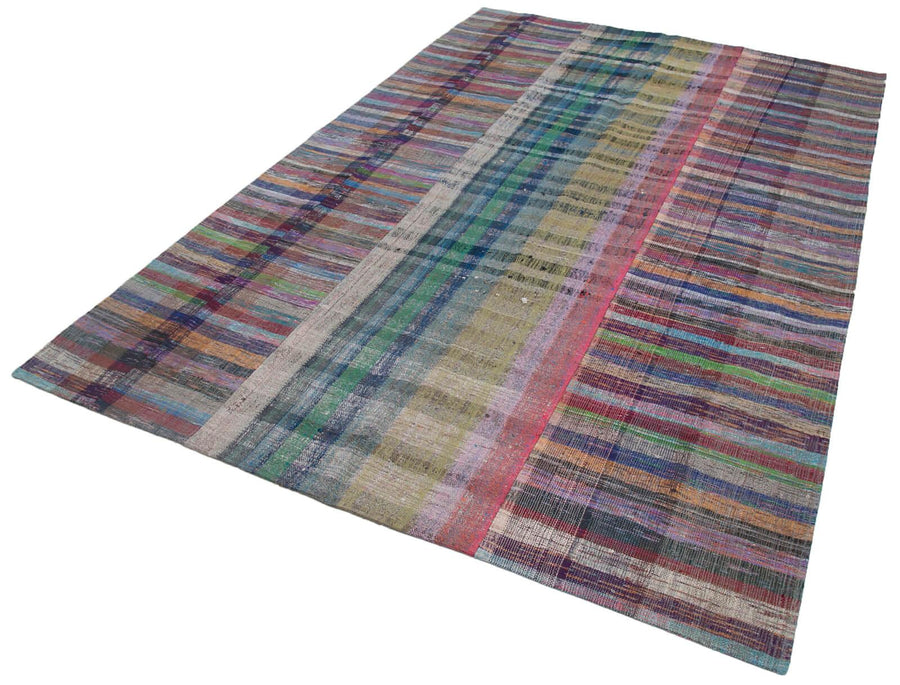 Kırk Yama Gri Patchwork Pamuk Yün El Dokuma Halısı 200x302 Agacan