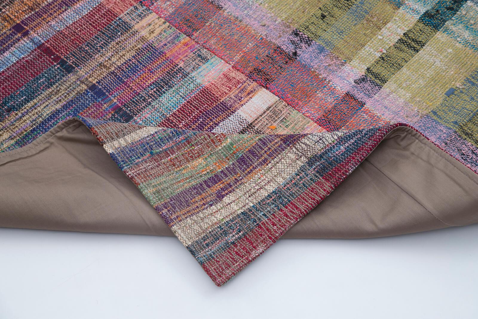 Kırk Yama Gri Patchwork Pamuk Yün El Dokuma Halısı 200x302 Agacan