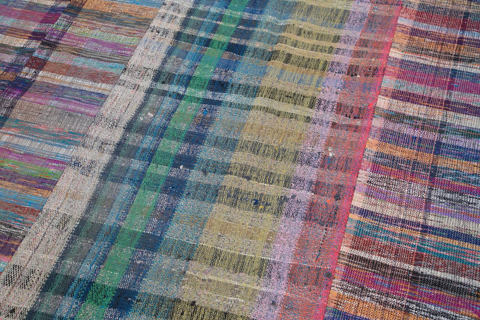 Kırk Yama Gri Patchwork Pamuk Yün El Dokuma Halısı 200x302 Agacan