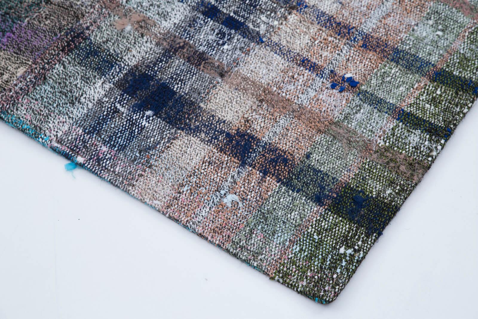 Kırk Yama Gri Patchwork Pamuk Yün El Dokuma Halısı 200x300 Agacan
