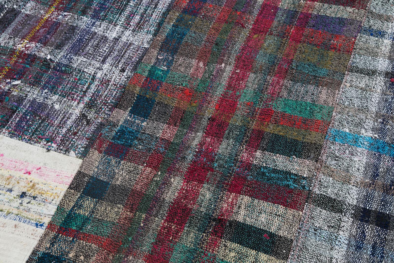 Kırk Yama Gri Patchwork Pamuk Yün El Dokuma Halısı 200x300 Agacan