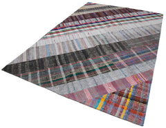 Kırk Yama Gri Patchwork Pamuk Yün El Dokuma Halısı 203x304 Agacan