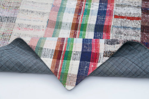 Kırk Yama Gri Patchwork Pamuk Yün El Dokuma Halısı 203x304 Agacan