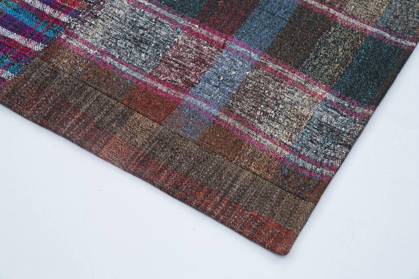 Kırk Yama Gri Patchwork Pamuk Yün El Dokuma Halısı 200x303 Agacan