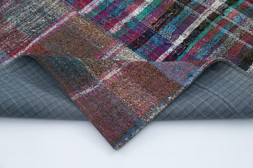 Kırk Yama Gri Patchwork Pamuk Yün El Dokuma Halısı 200x303 Agacan