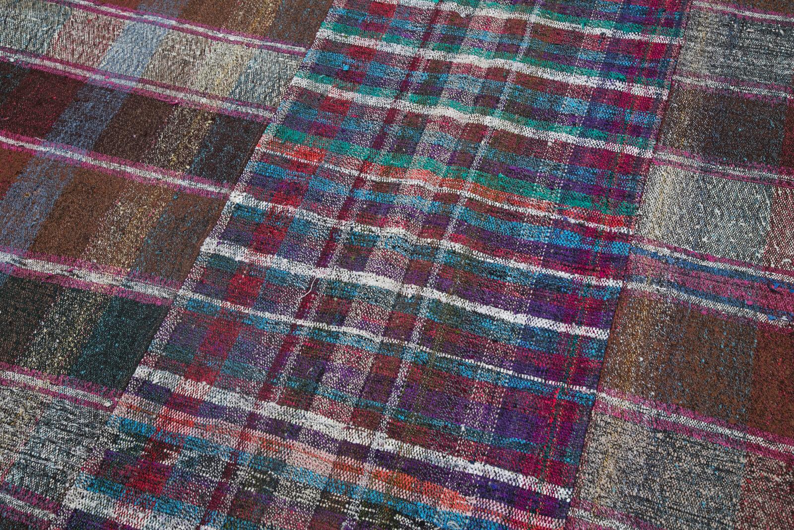 Kırk Yama Gri Patchwork Pamuk Yün El Dokuma Halısı 200x303 Agacan