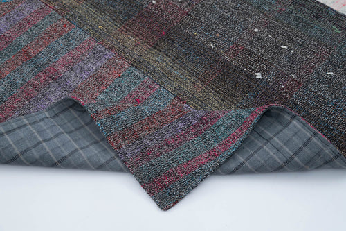 Kırk Yama Gri Patchwork Pamuk Yün El Dokuma Halısı 201x302 Agacan