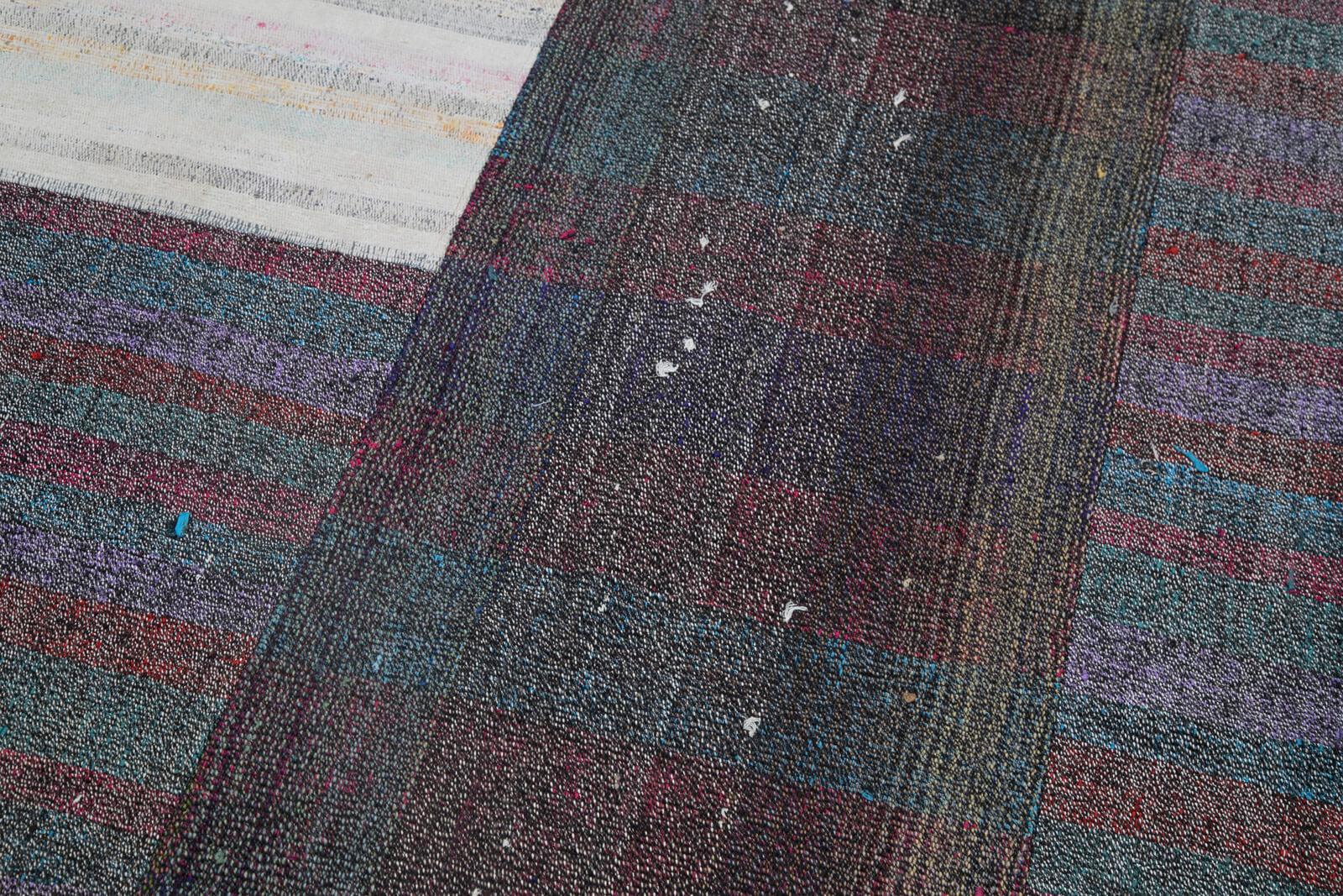 Kırk Yama Gri Patchwork Pamuk Yün El Dokuma Halısı 201x302 Agacan