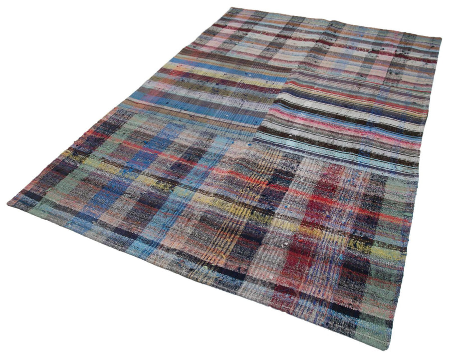 Kırk Yama Gri Patchwork Pamuk Yün El Dokuma Halısı 180x272 Agacan