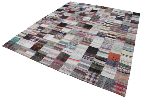 Kırk Yama Gri Patchwork Pamuk Yün El Dokuma Halısı 242x300 Agacan