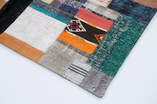 Kırk Yama Gri Patchwork Pamuk Yün El Dokuma Halısı 246x303 Agacan