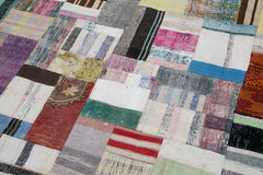 Kırk Yama Gri Patchwork Pamuk Yün El Dokuma Halısı 246x303 Agacan