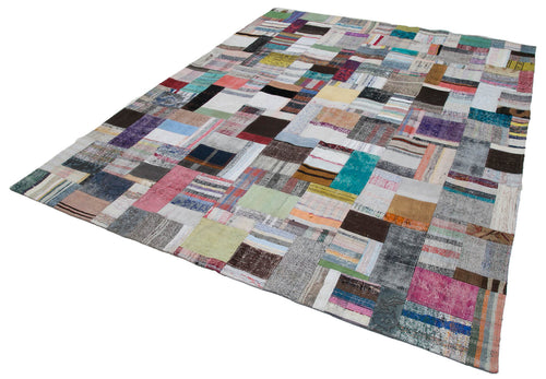 Kırk Yama Gri Patchwork Pamuk Yün El Dokuma Halısı 246x307 Agacan