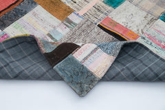Kırk Yama Gri Patchwork Pamuk Yün El Dokuma Halısı 246x307 Agacan