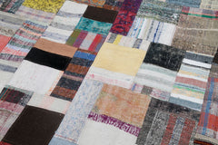 Kırk Yama Gri Patchwork Pamuk Yün El Dokuma Halısı 246x307 Agacan