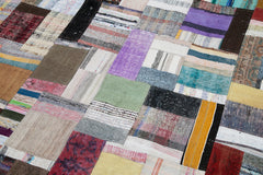 Kırk Yama Gri Patchwork Pamuk Yün El Dokuma Halısı 246x305 Agacan