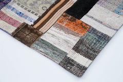 Kırk Yama Gri Patchwork Pamuk Yün El Dokuma Halısı 249x305 Agacan