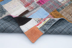 Kırk Yama Gri Patchwork Pamuk Yün El Dokuma Halısı 249x305 Agacan