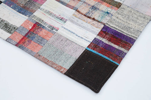 Kırk Yama Gri Patchwork Pamuk Yün El Dokuma Halısı 242x298 Agacan