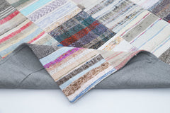 Kırk Yama Gri Patchwork Pamuk Yün El Dokuma Halısı 249x305 Agacan
