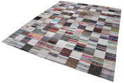 Kırk Yama Gri Patchwork Pamuk Yün El Dokuma Halısı 242x300 Agacan