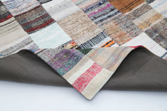 Kırk Yama Gri Patchwork Pamuk Yün El Dokuma Halısı 242x300 Agacan