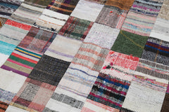 Kırk Yama Gri Patchwork Pamuk Yün El Dokuma Halısı 242x300 Agacan