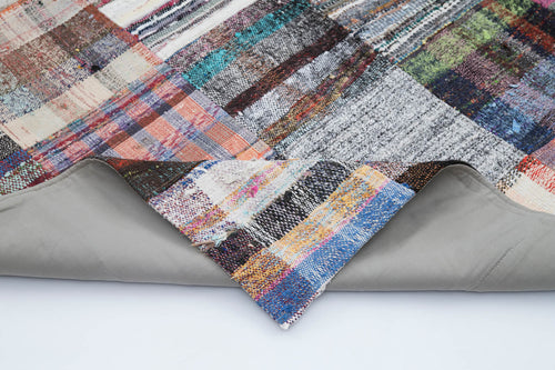 Kırk Yama Gri Patchwork Pamuk Yün El Dokuma Halısı 240x298 Agacan
