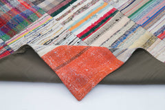 Kırk Yama Gri Patchwork Pamuk Yün El Dokuma Halısı 237x299 Agacan