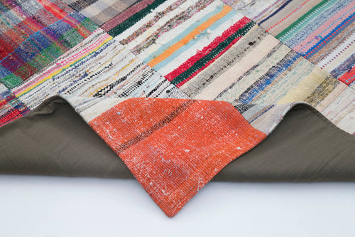 Kırk Yama Gri Patchwork Pamuk Yün El Dokuma Halısı 237x299 Agacan