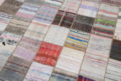 Kırk Yama Gri Patchwork Pamuk Yün El Dokuma Halısı 242x305 Agacan