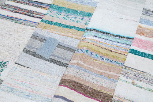 Kırk Yama Gri Patchwork Pamuk Yün El Dokuma Halısı 250x298 Agacan
