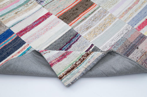 Kırk Yama Gri Patchwork Pamuk Yün El Dokuma Halısı 248x307 Agacan