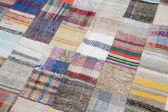 Kırk Yama Gri Patchwork Pamuk Yün El Dokuma Halısı 241x300 Agacan