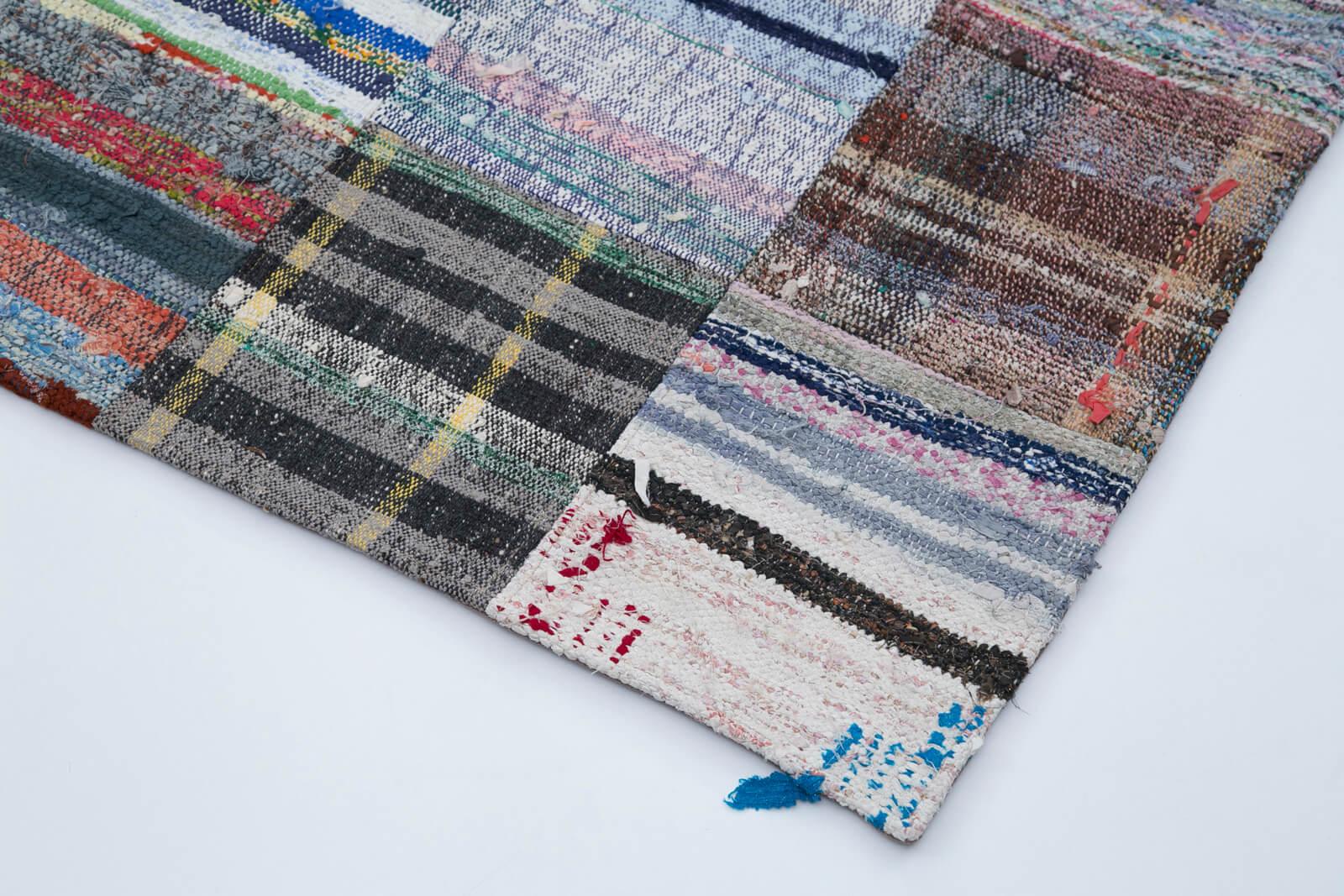 Kırk Yama Gri Patchwork Pamuk Yün El Dokuma Halısı 240x300 Agacan