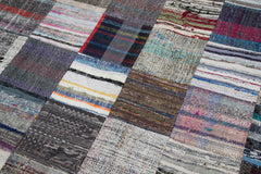 Kırk Yama Gri Patchwork Pamuk Yün El Dokuma Halısı 240x300 Agacan