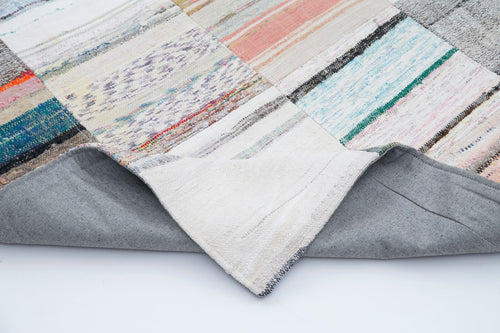 Kırk Yama Gri Patchwork Pamuk Yün El Dokuma Halısı 248x304 Agacan