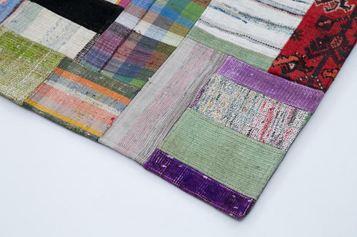 Kırk Yama Gri Patchwork Pamuk Yün El Dokuma Halısı 250x305 Agacan