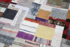 Kırk Yama Gri Patchwork Pamuk Yün El Dokuma Halısı 250x305 Agacan