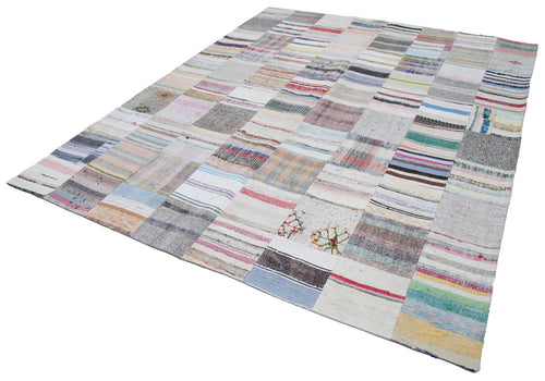 Kırk Yama Gri Patchwork Pamuk Yün El Dokuma Halısı 248x304 Agacan