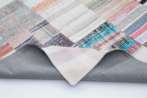 Kırk Yama Gri Patchwork Pamuk Yün El Dokuma Halısı 248x306 Agacan